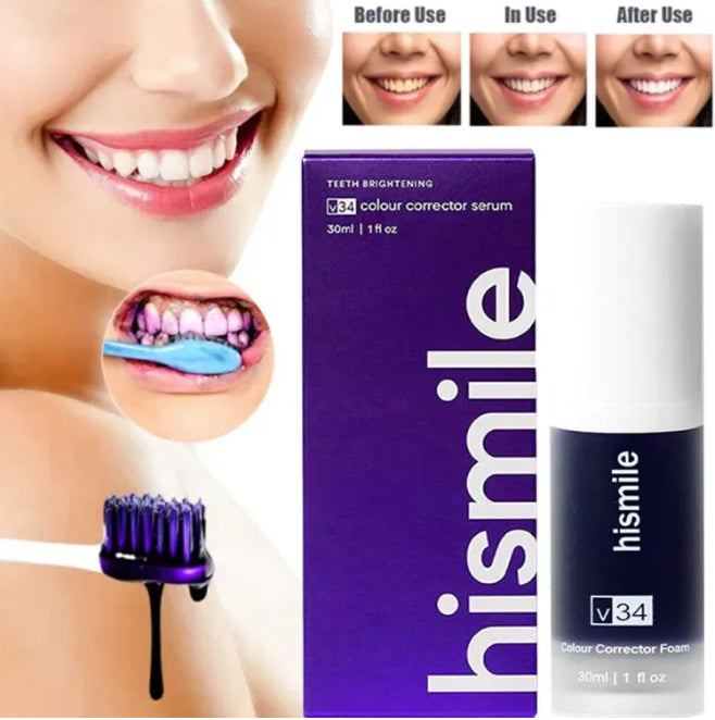 Hismile V34 Colour Corrector Serum 30ml ハイスマイル カラーコレクター 海外人気 歯磨き粉 白い歯 ホワイトニング 紫 口臭効果 口臭
