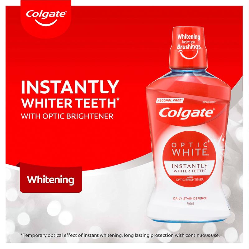 コルゲート オプティックホワイト マウスウォッシュ Colgate Optic White Teeth Whitening Mouthwash Mint Mouth Wash 500ml ホワイトニング