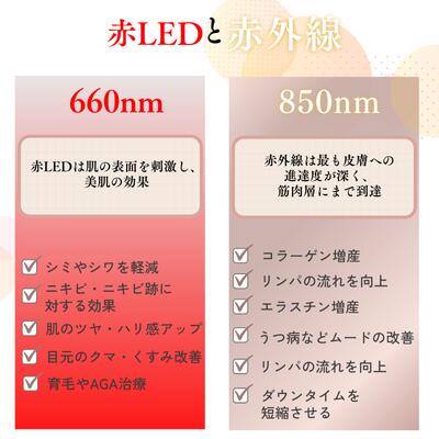 [RT60] LED治療 Red Light therapy 美顔器 光美容器 美肌 ニキビ シワ シミ コラーゲンマシン エイジングケア ヒーライト