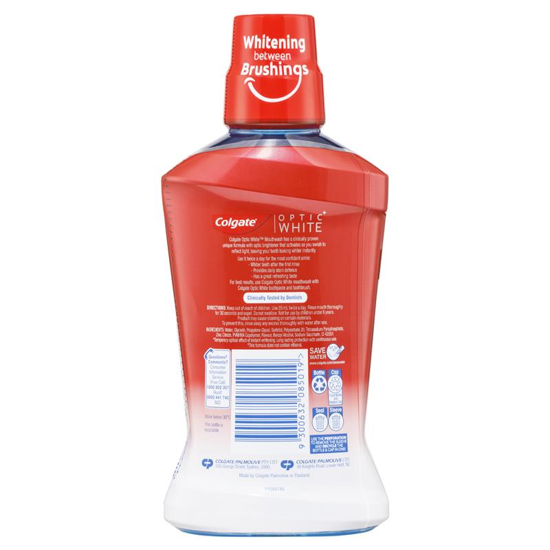 コルゲート オプティックホワイト マウスウォッシュ　Colgate Optic White Teeth Whitening Mouthwash Mint Mouth Wash 500ml ホワイトニング