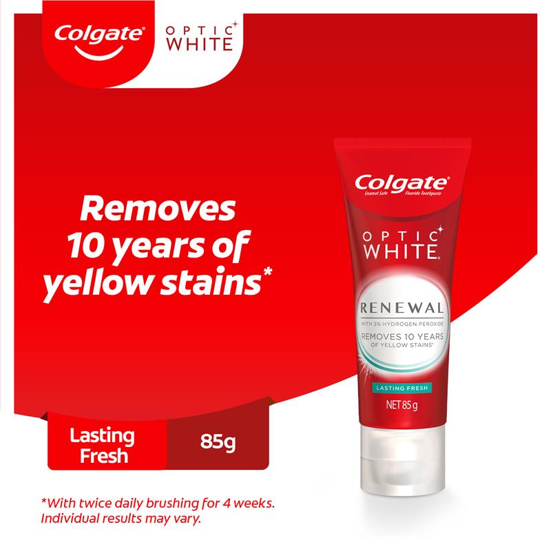 コルゲート Colgate オプティックホワイト リニューアル ラスティング フレッシュ 歯磨き粉 ホワイト 85g 3oz Optic White Renewal Lasting Fresh