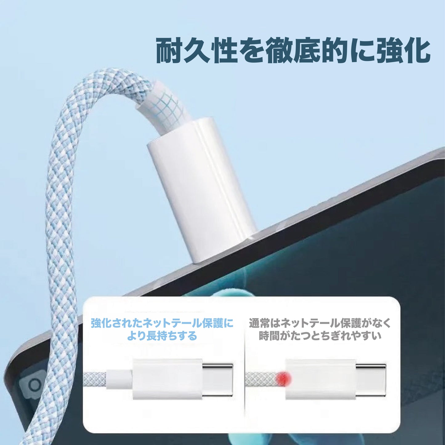 2025年新型 3in1 急速 6A 充電ケーブル  Lightning, Micro, USB Type-C